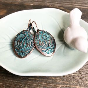 (NWT) Gold & Turquoise Boho Medallion Earrings